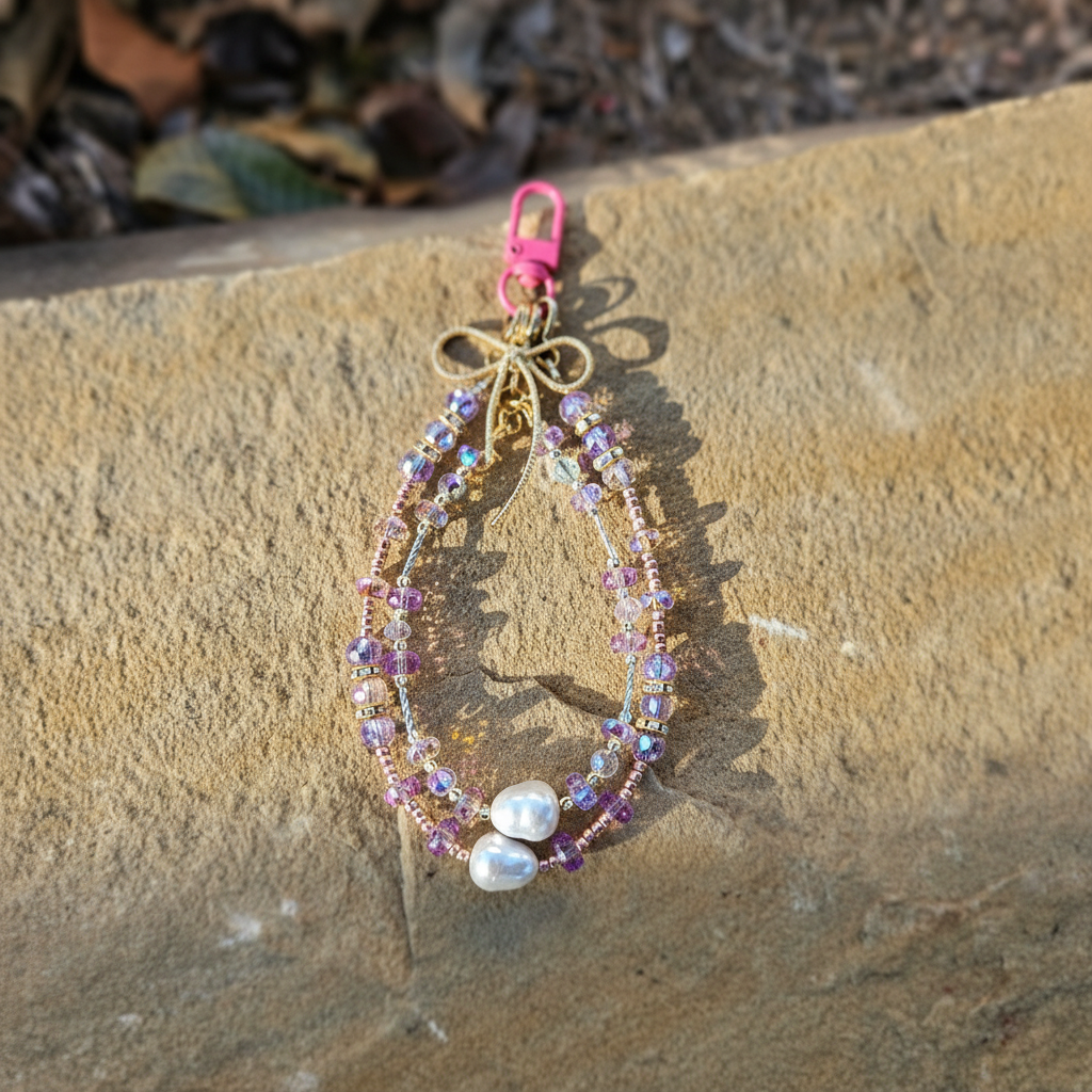 Purple crystal wristlet