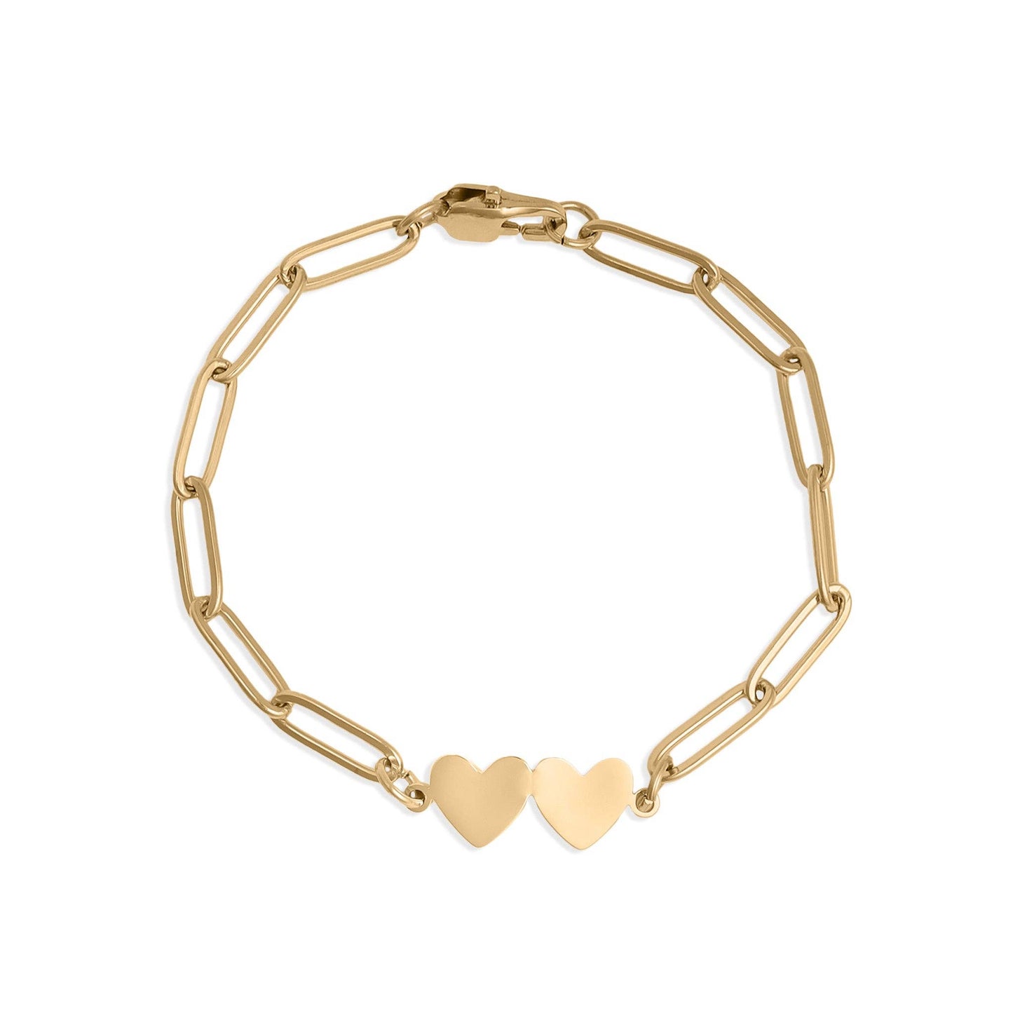 Stainless Steel Engravable 2 Heart Paperclip Bracelet: Stainless Steel