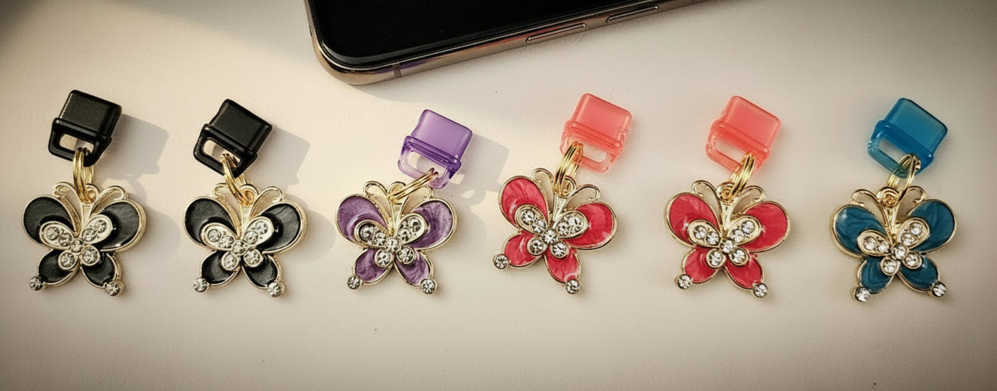 Device Dust Plug Charm - Butterfly: USB C/Type C - Accessory