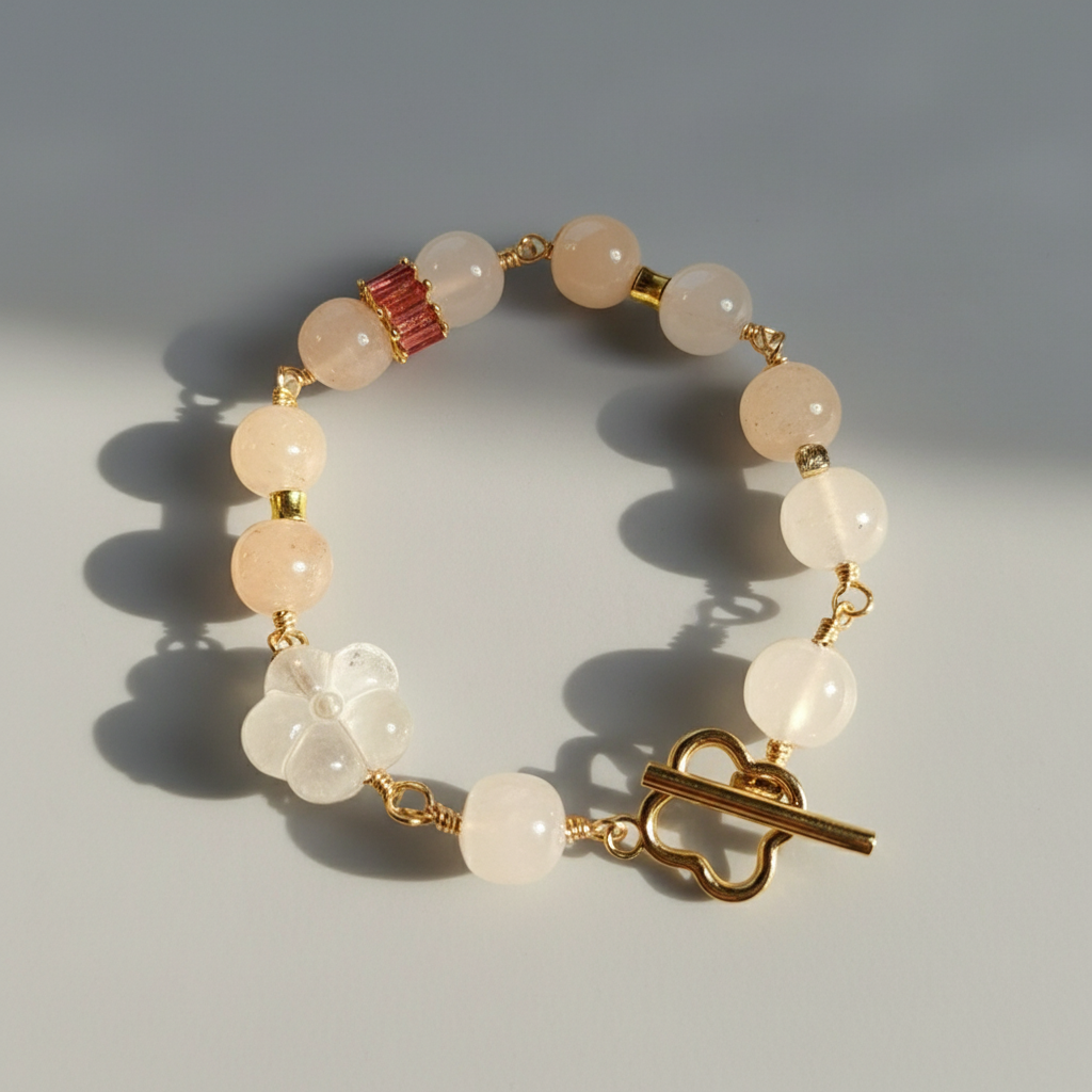 Clear Quartz & Golden Silk Jade Bracelet
