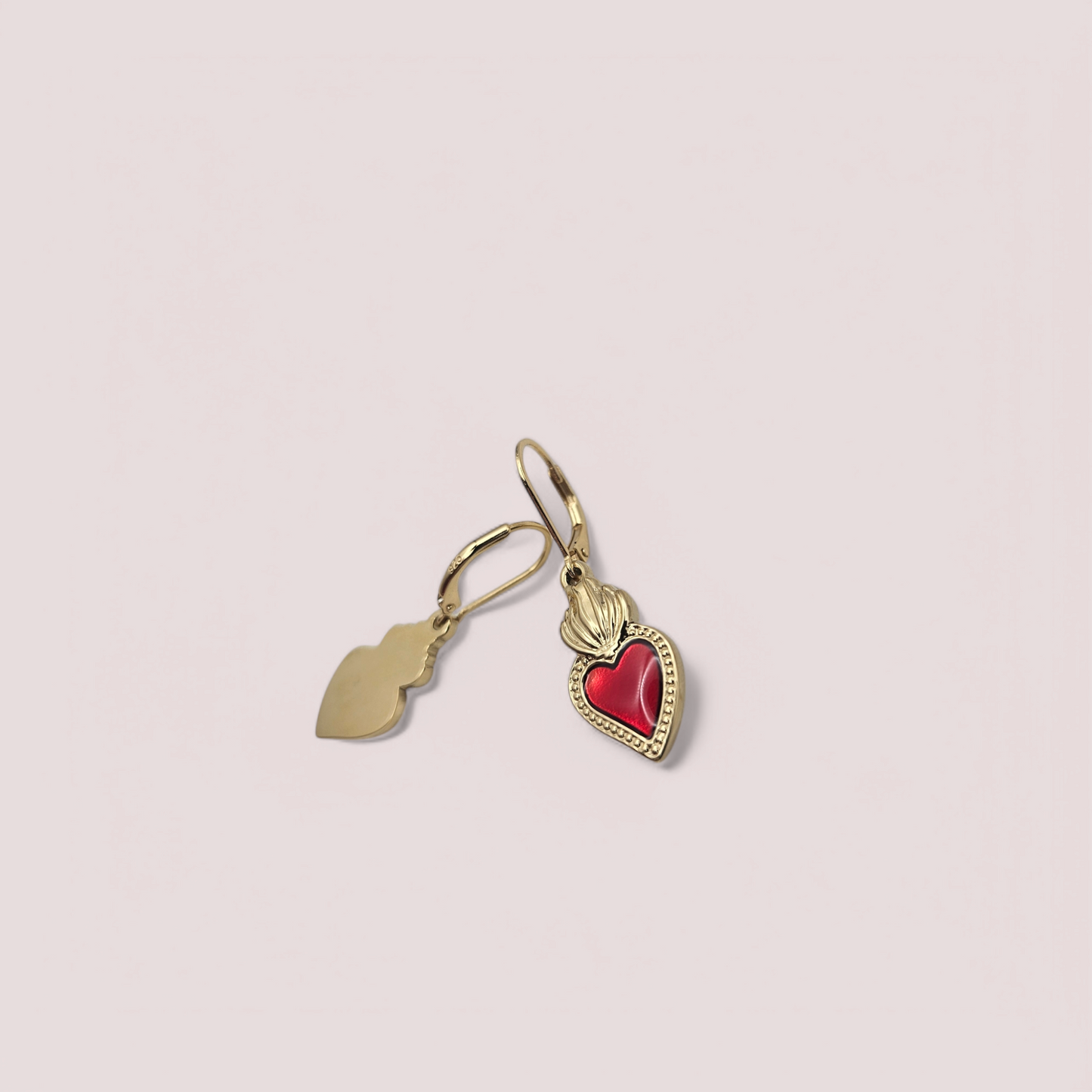 Sacred Heart - Dangle Earrings - Red