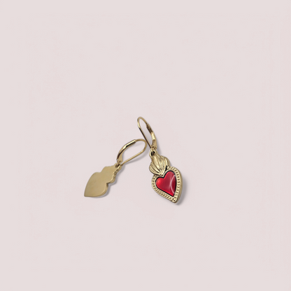 Sacred Heart - Dangle Earrings - Red