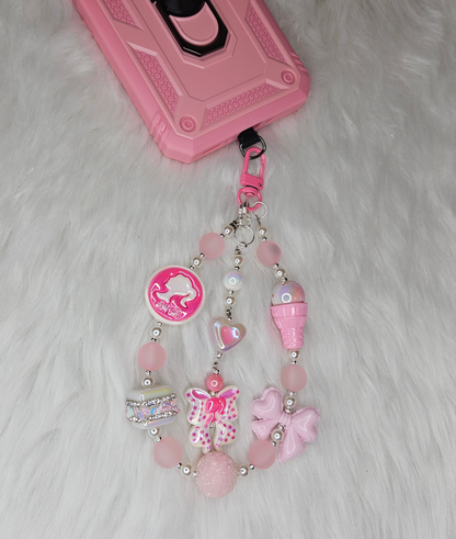 Pink Doll Phone Charm Wristlet