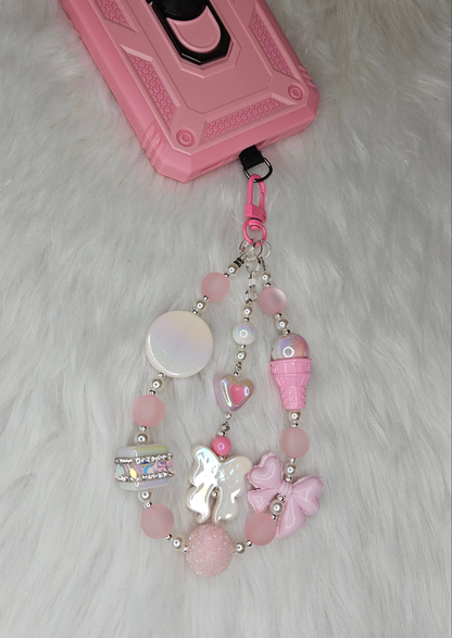 Pink Doll Phone Charm Wristlet