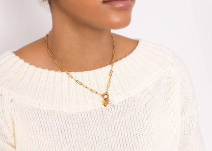 18K Gold Stainless Steel Bow Charm Holder Necklace Gift Set: Stainless