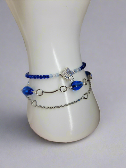3 piece Royal Blue Bracelet - Layering Bracelet