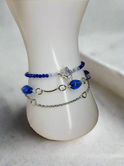 3 piece Royal Blue Bracelet - Layering Bracelet