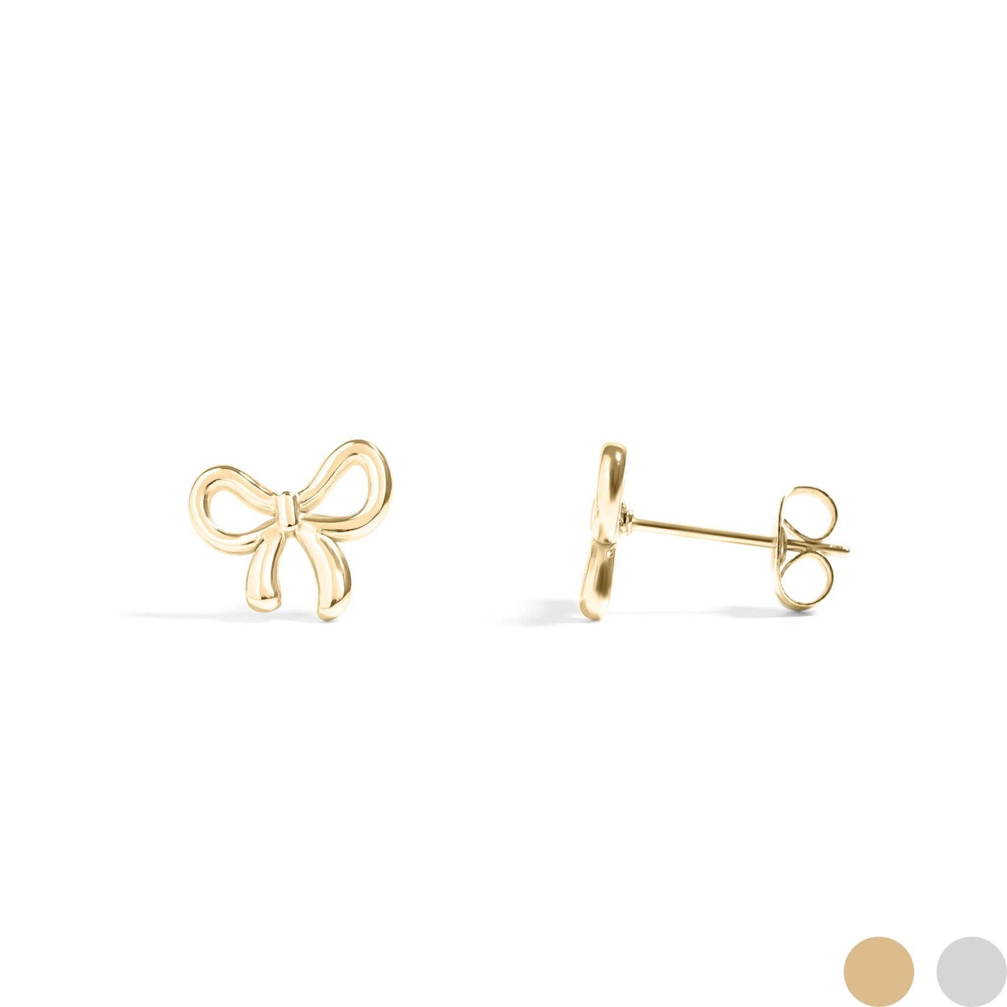 18K Gold PVD Stainless Steel Bow Stud Earrings: Gold