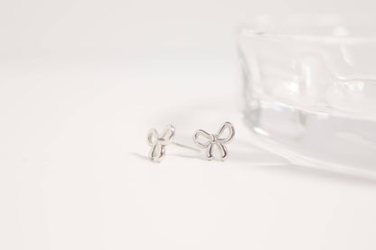 18K Gold PVD Stainless Steel Bow Stud Earrings: Stainless
