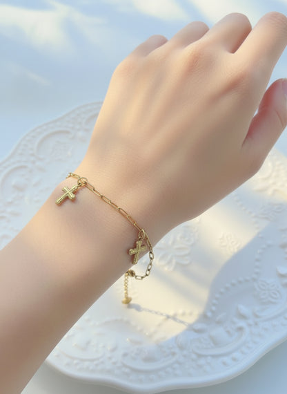 Cross Charmed Bracelet 6.5"