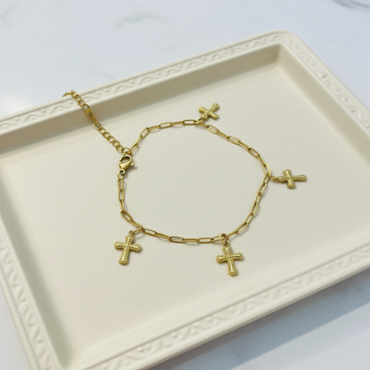 Cross Charmed Bracelet 6.5"