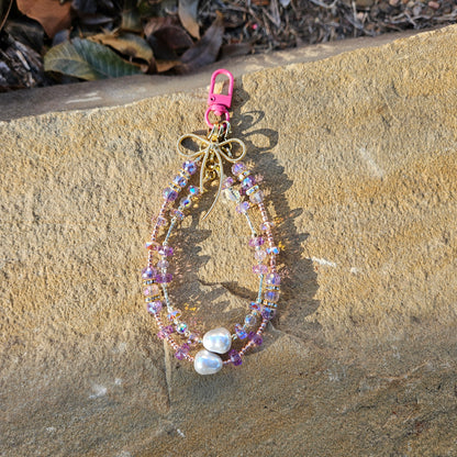 Purple crystal wristlet