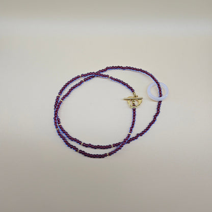 Double-Layered Glass Beaded Necklace - Blue/Red