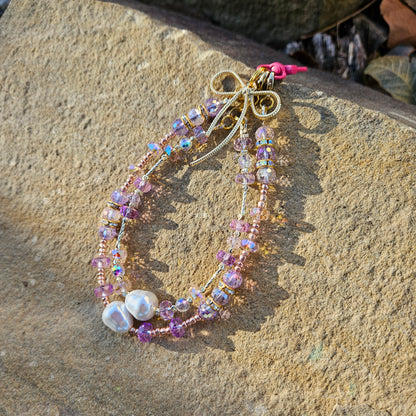 Purple crystal wristlet