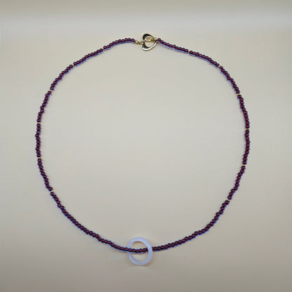 Double-Layered Glass Beaded Necklace - Blue/Red