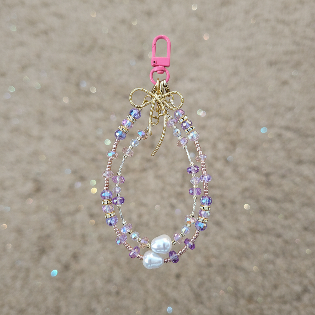 Purple crystal wristlet