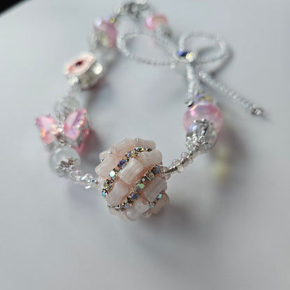 Flower and Butterfly Accessory Charm - Pink