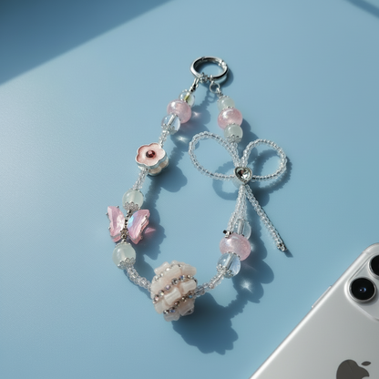 Flower and Butterfly Accessory Charm - Pink
