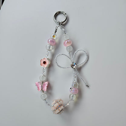 Flower and Butterfly Accessory Charm - Pink