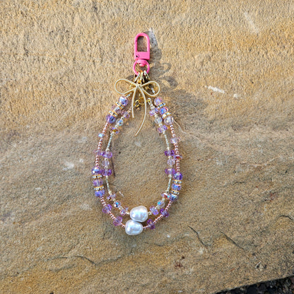 Purple crystal wristlet