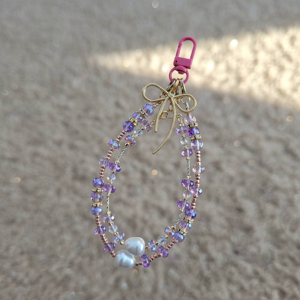 Purple crystal wristlet