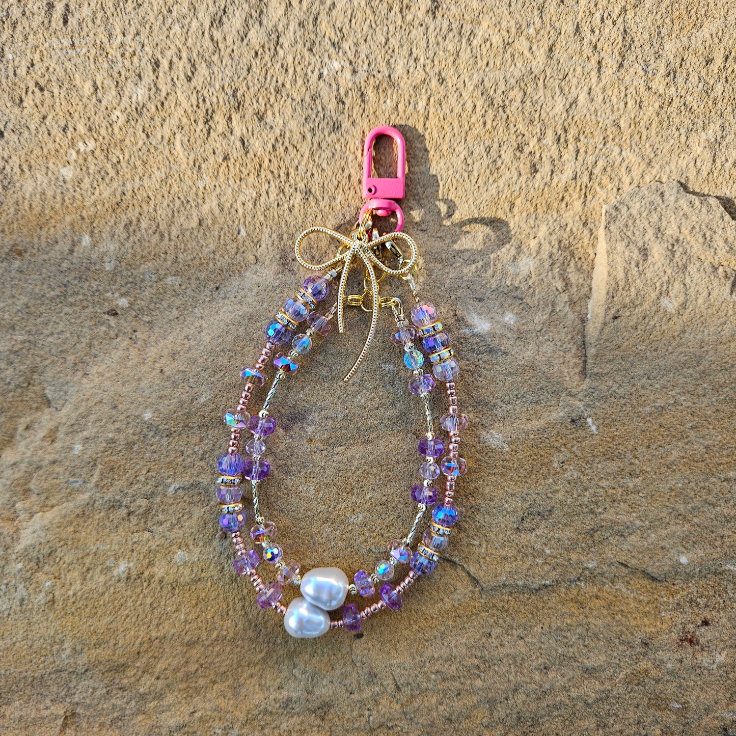 Purple crystal wristlet