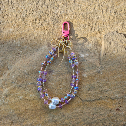 Purple crystal wristlet