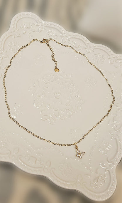 Butterfly Pendant & Heart Chained Necklace