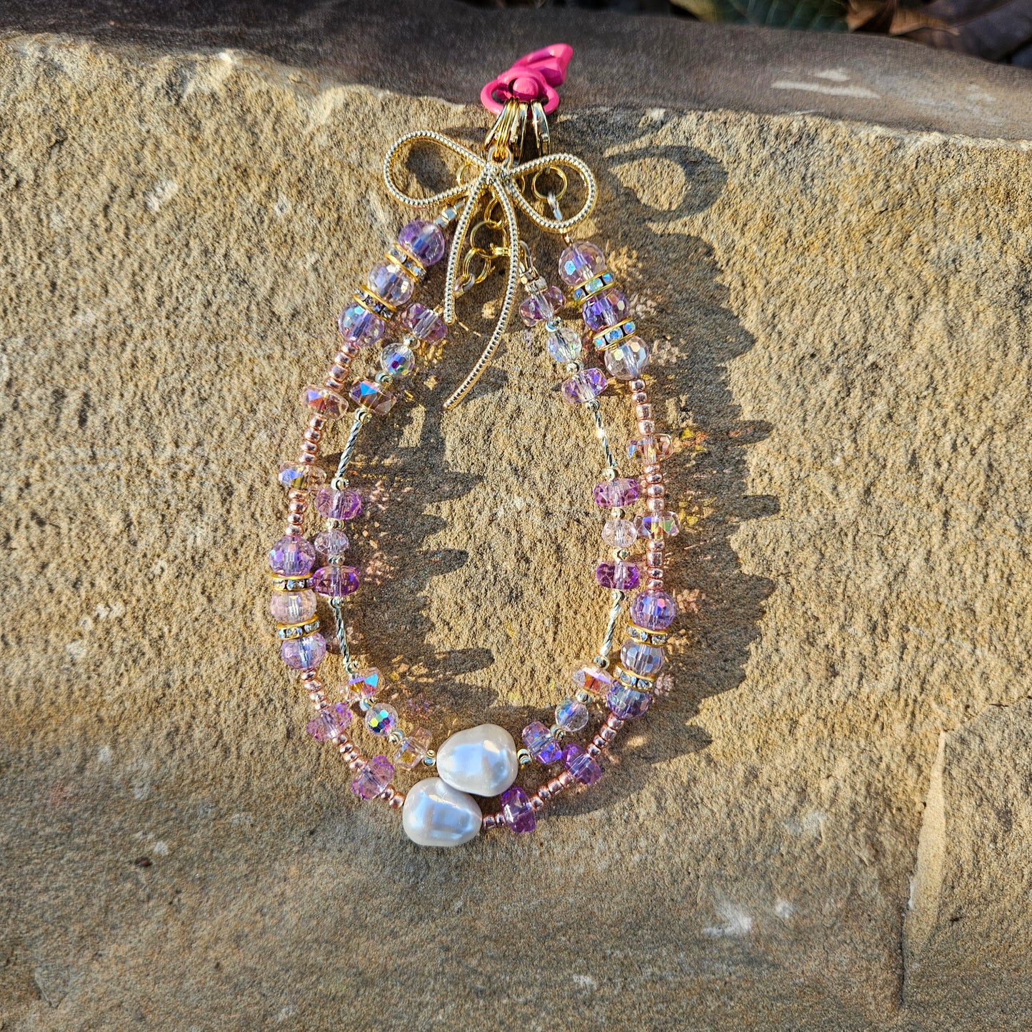 Purple crystal wristlet