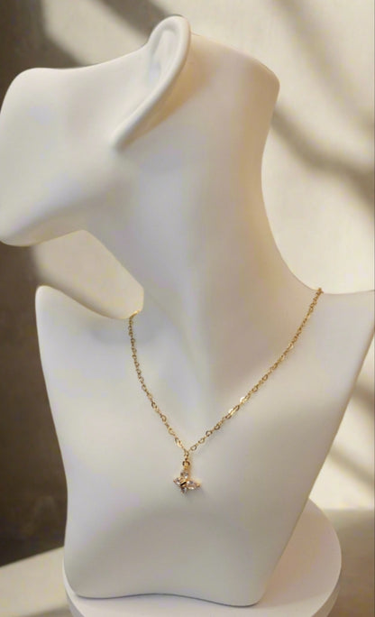 Butterfly Pendant & Heart Chained Necklace